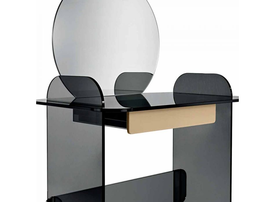 Makeup toalettbord med spegel och glaslåda 3 ytor - Salvie Viadurini