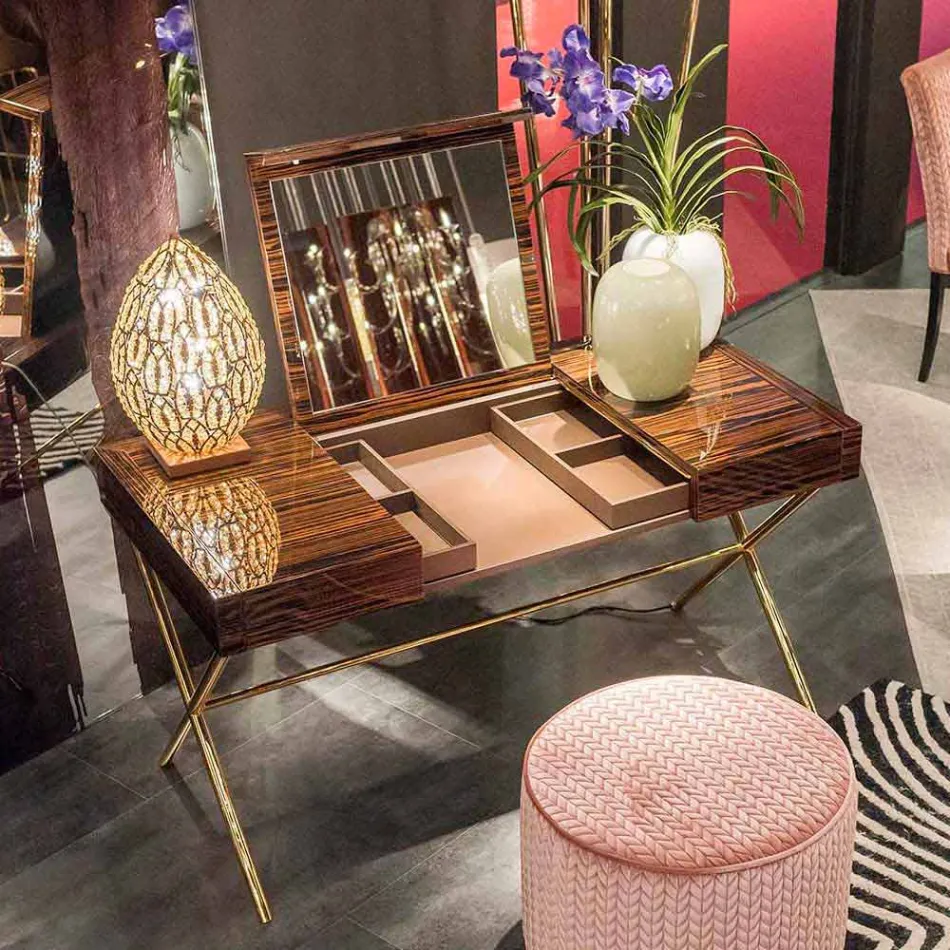 Moderna sminkbord med sufflett i blankt ebenholts Ada 3 Viadurini