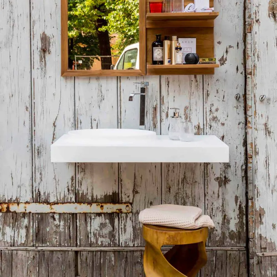 Solid ytskyddsplatta med integrerat Arona handfat Viadurini