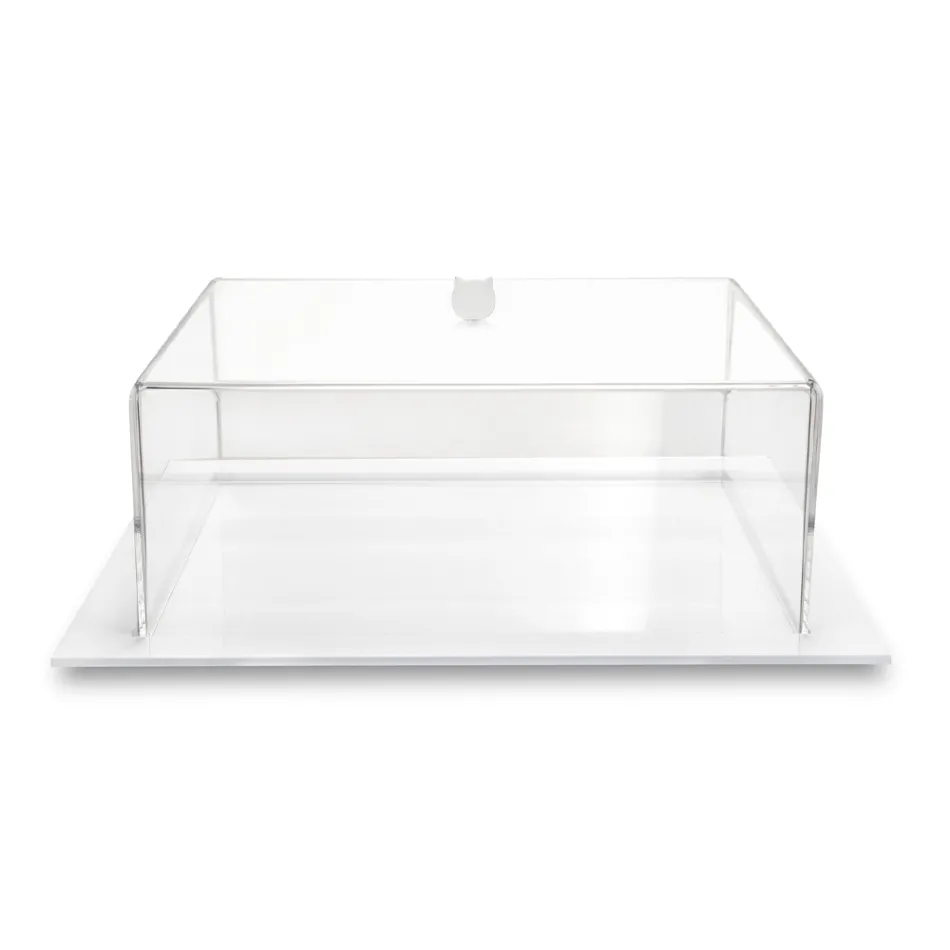 Transparent Plexiglass Square Cake Cake Pan Made in Italy 2 storlekar - Crotone Viadurini