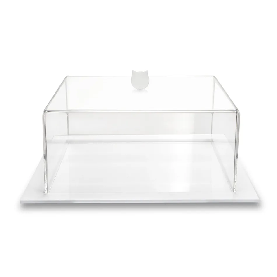 Transparent Plexiglass Square Cake Cake Pan Made in Italy 2 storlekar - Crotone Viadurini