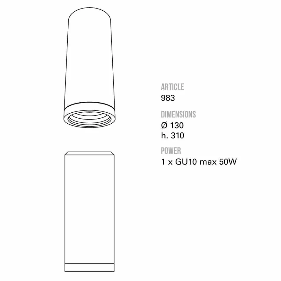 TOSCOT Karst stor taklampa Ø 13 x H 31cm Made in Toscana Viadurini