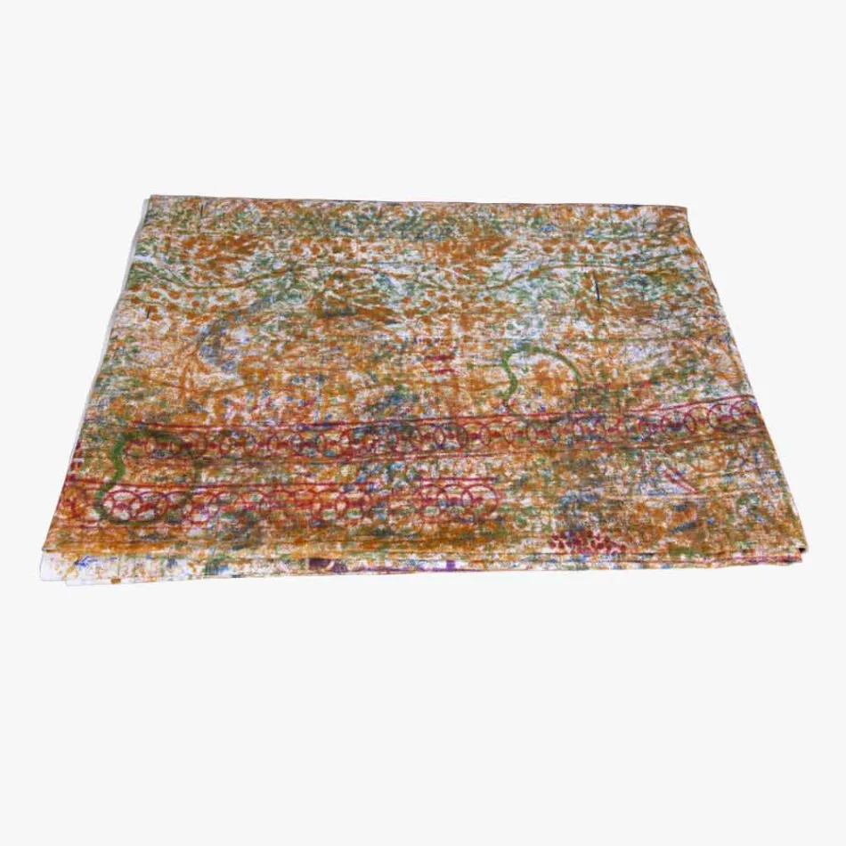 Bordsduk av italiensk konst med handbomullstryckt unikt stycke Viadurini