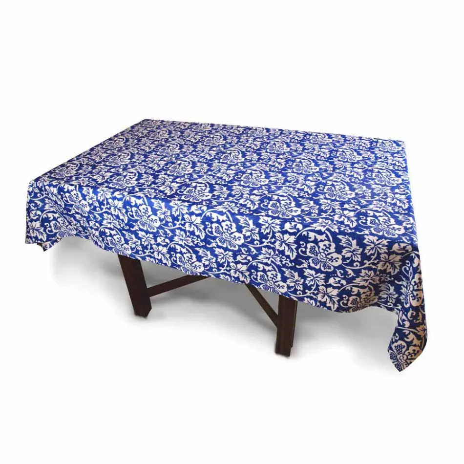 100% italiensk handgjord linnedduk med handtryck i ett stycke - märken Viadurini