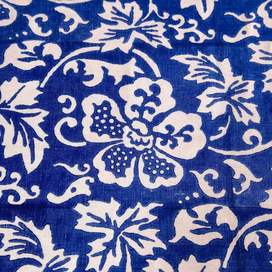 100% italiensk handgjord linnedduk med handtryck i ett stycke - märken Viadurini