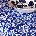 100% italiensk handgjord linnedduk med handtryck i ett stycke - märken Viadurini