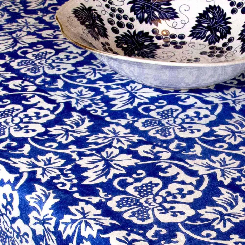 100% italiensk handgjord linnedduk med handtryck i ett stycke - märken Viadurini