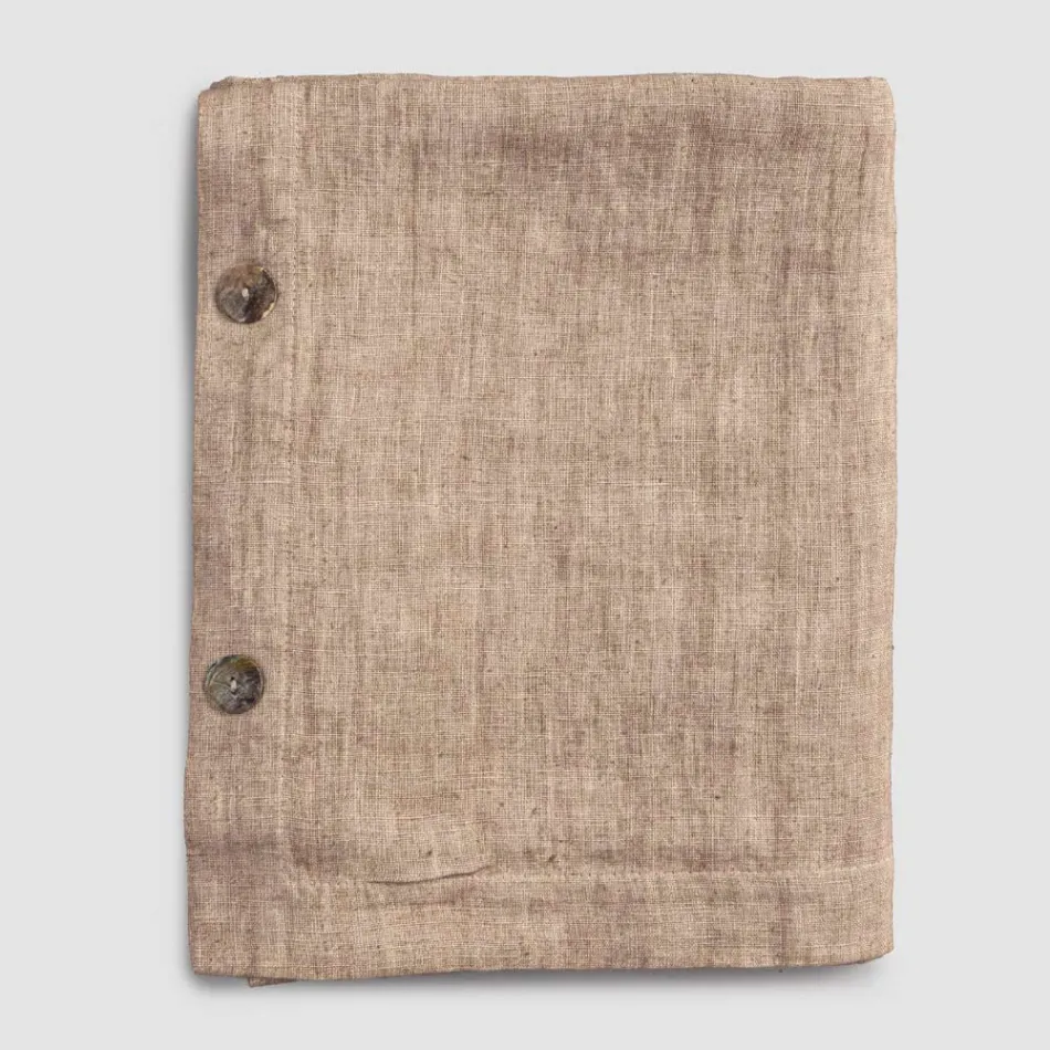 Rektangulär linneduk med knapphål och 10 knappar, lyx - Medelhavet Viadurini