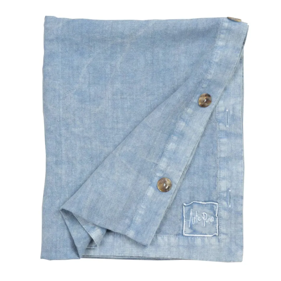 Rektangulär linneduk med knapphål och 10 knappar, lyx - Medelhavet Viadurini