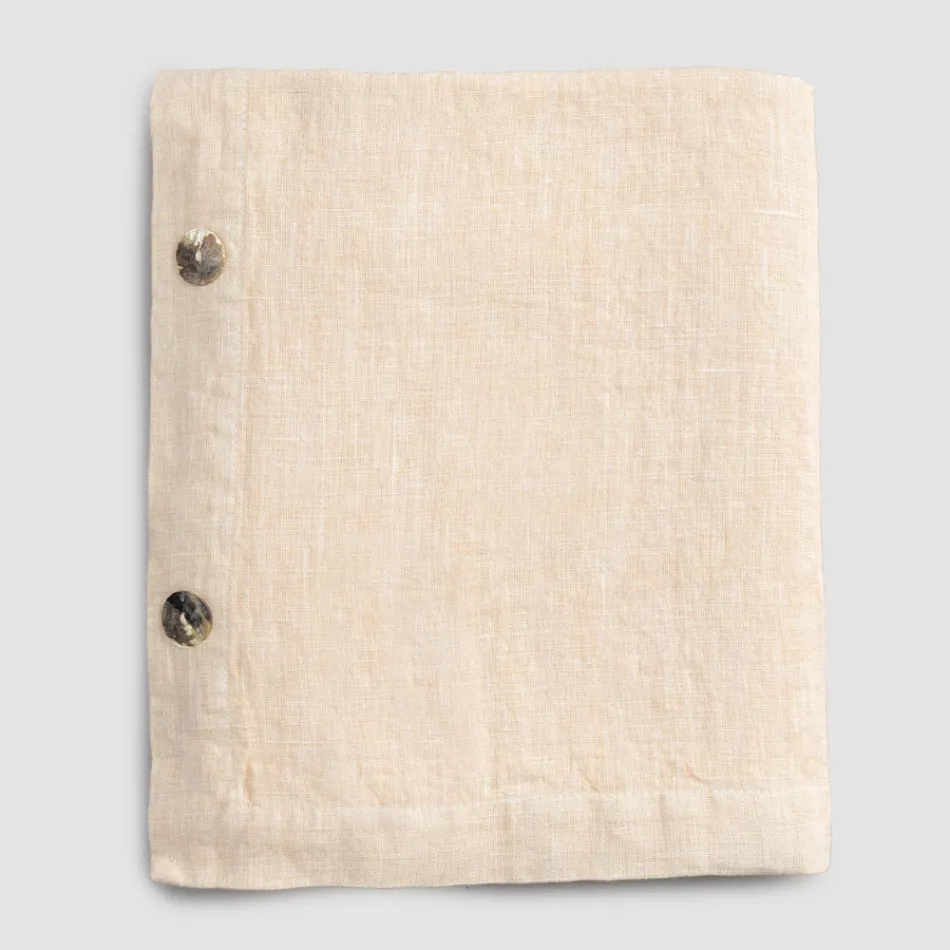 Rektangulär linneduk med knapphål och 12 lyxiga knappar - Medelhavet Viadurini