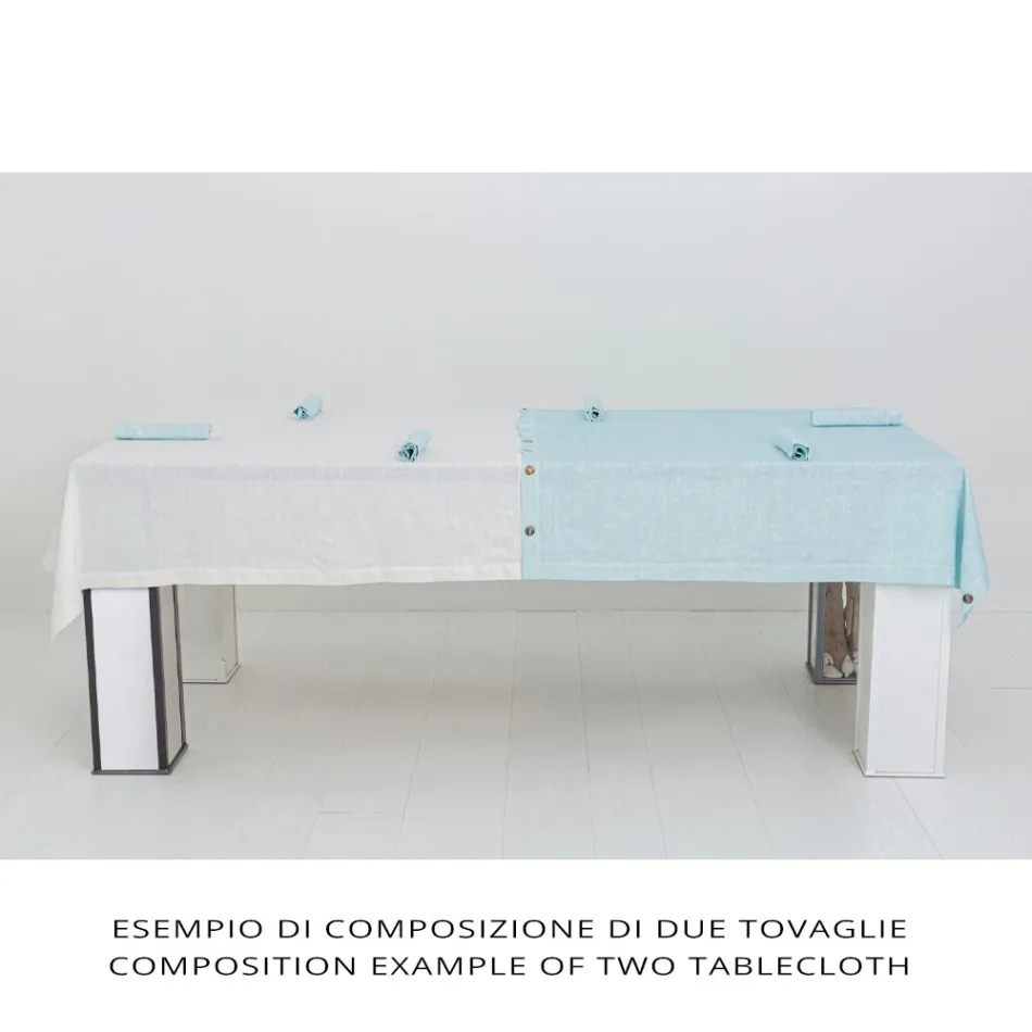 Lyxig modulfärgad linneduk med knapphål och 12 knappar - Medelhavet Viadurini
