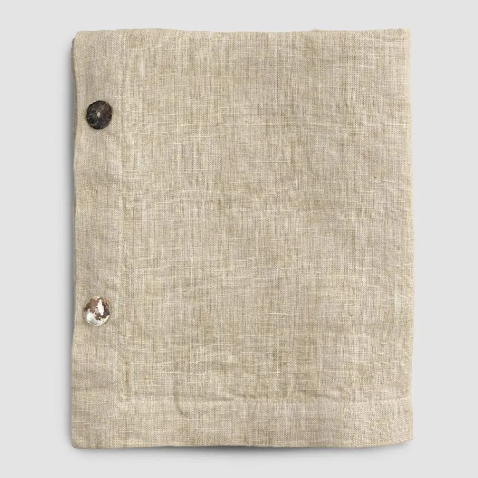 Lyxig modulfärgad linneduk med knapphål och 12 knappar - Medelhavet Viadurini