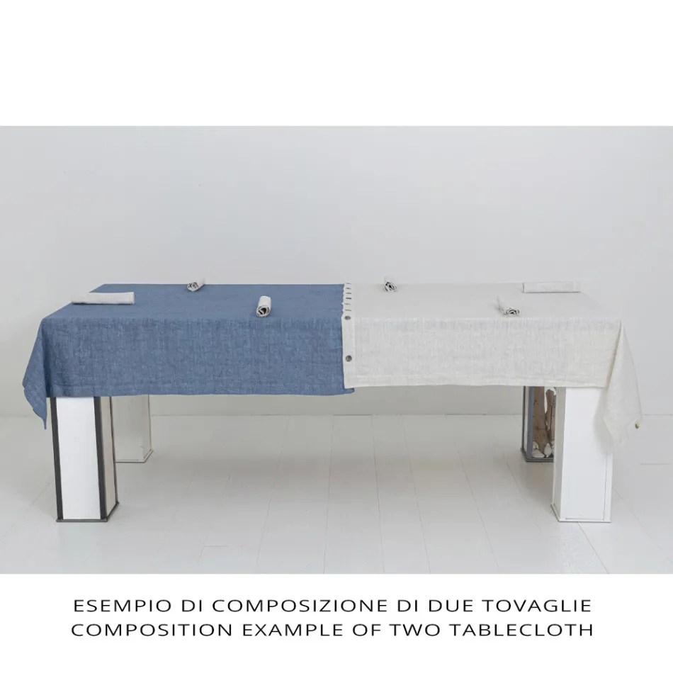 Lyxig modulfärgad linneduk med knapphål och 12 knappar - Medelhavet Viadurini