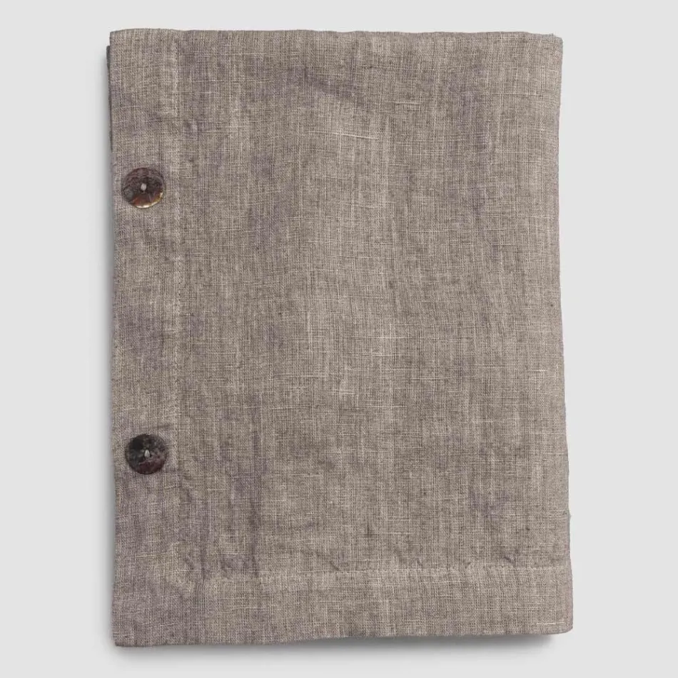 Lyxig modulfärgad linneduk med knapphål och 12 knappar - Medelhavet Viadurini