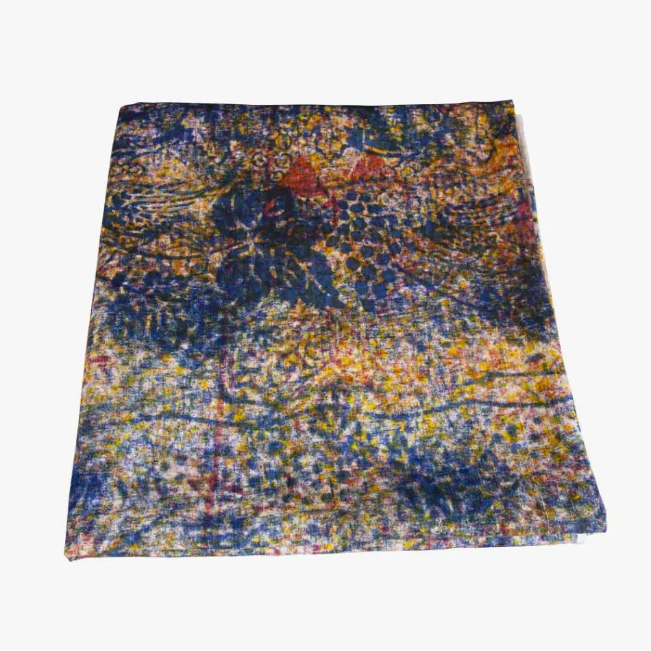 Högkvalitativ handgjord bordduk med handbomull tryckt Viadurini