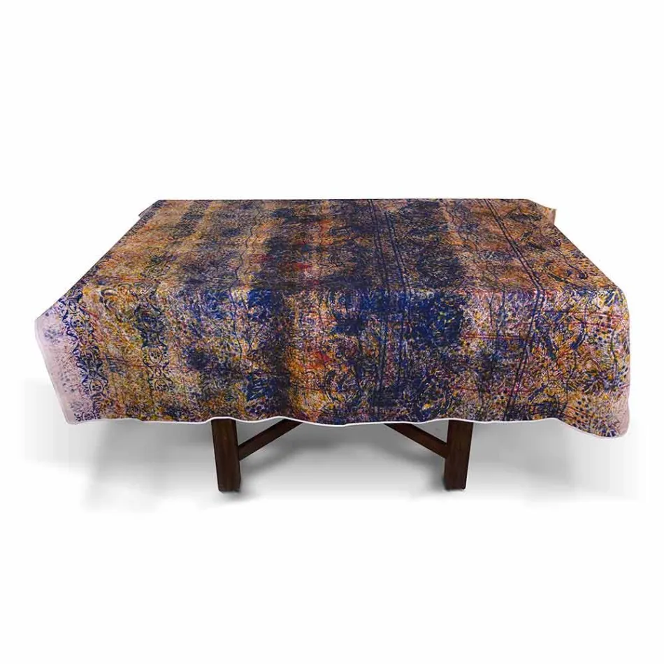 Italiensk tillverkad bordsduk av hög kvalitet i handtryckt bomull - varumärken Viadurini