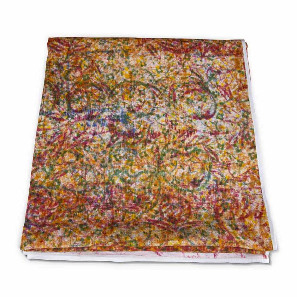 Italiensk tillverkad bordsduk av hög kvalitet i handtryckt bomull - varumärken Viadurini