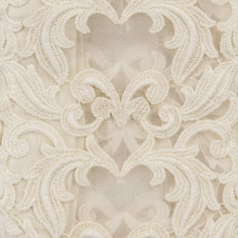 Beige linne fyrkantig duk med Artisan Luxury Farnese spets - Kippel Viadurini