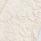 Beige linne fyrkantig duk med handgjorda lyxiga kronbladbroderier - Vippel Viadurini