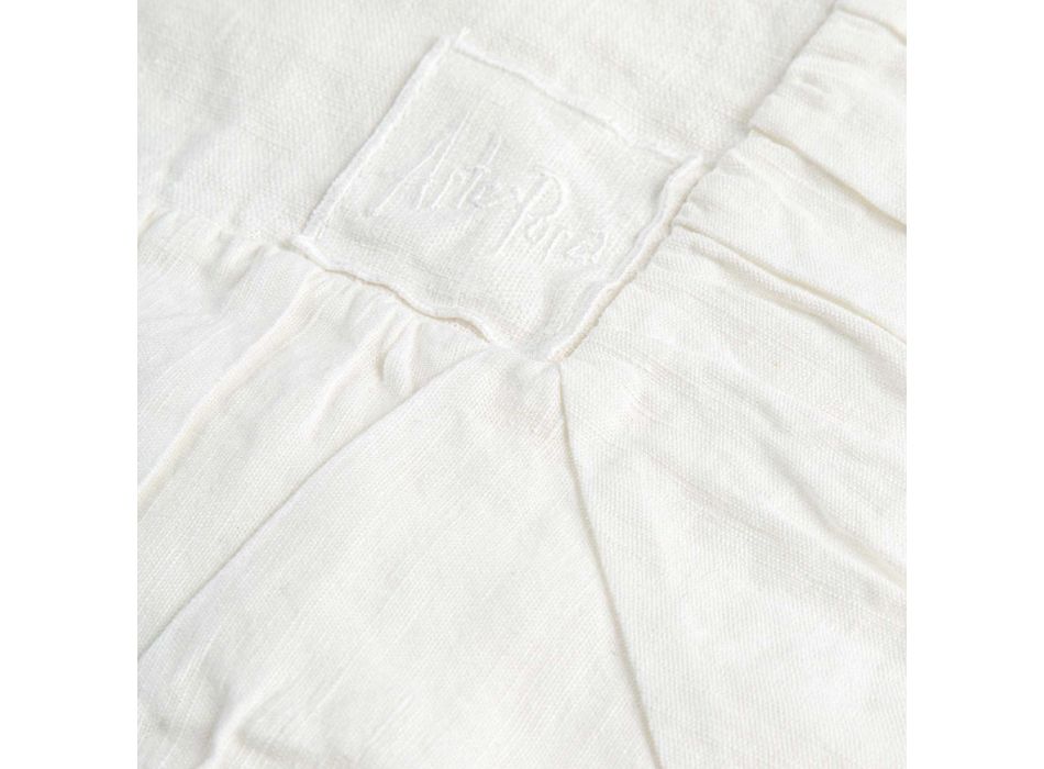 Fyrkantig duk i vitt linne, ram och präglad vikkant - Mippel Viadurini