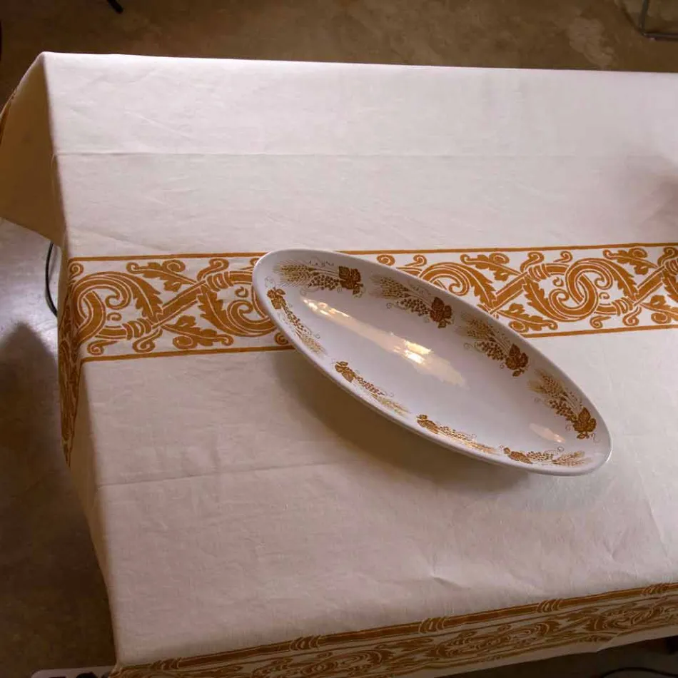 Mycket tillverkad italiensk tryckt bomull och linnedduk - märken Viadurini