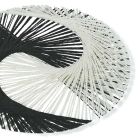 Rund amerikansk bordstablett i vit och svart Raffia 12 delar - Yinyang Viadurini