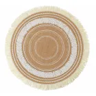 Rund frukostunderlägg i jute och 3 vita dekorationer 12 st - Cassiode Viadurini