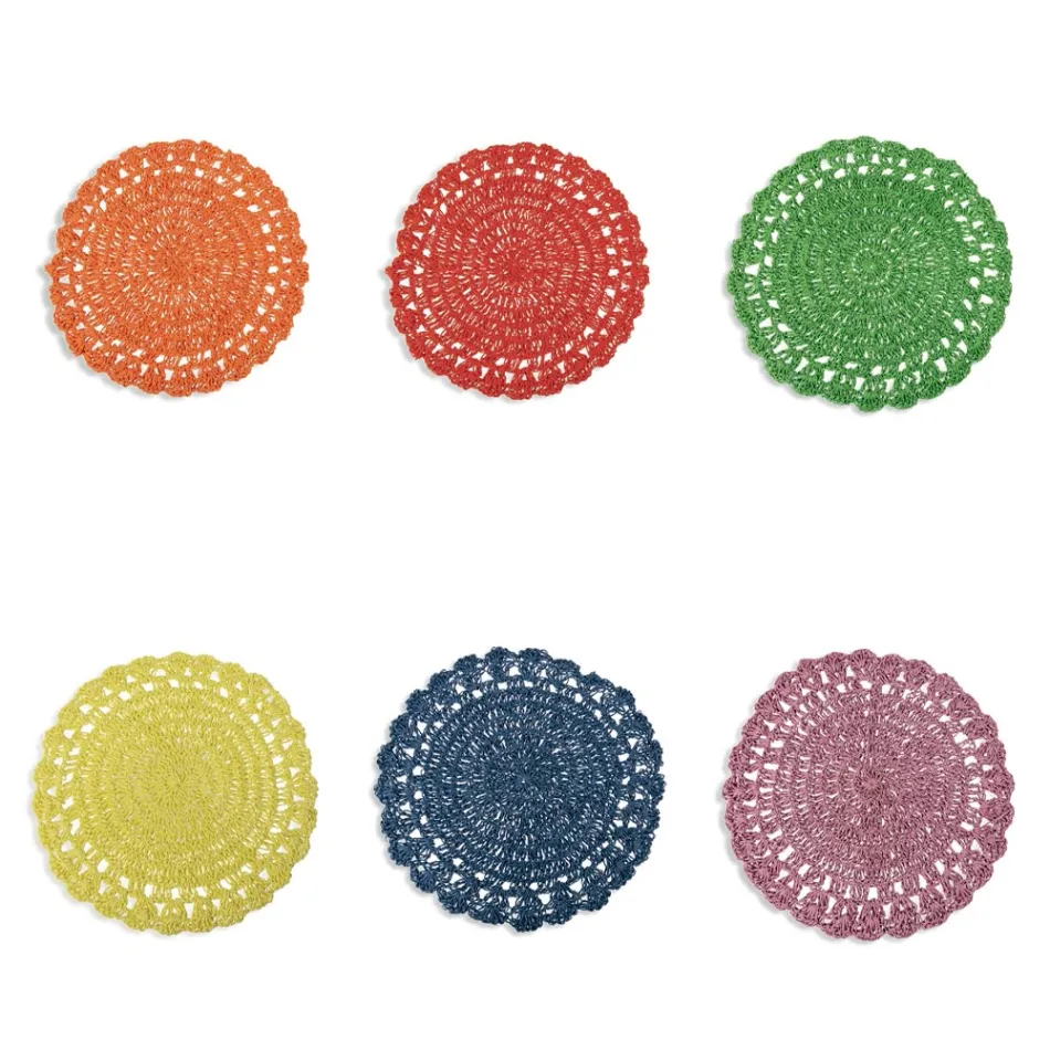 Rund bordstable Virkad bordstablett Olika färger 12 delar - Punzolo Viadurini