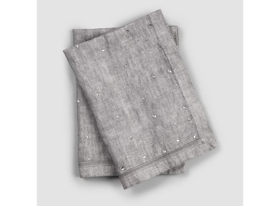 Amerikanska frukostplattformar i grått linne med kristaller 2 delar - Macanno