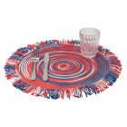 Amerikansk rund färgad polyester bordstablett med fransar 12 st - Ariest Viadurini