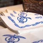 Servett i blandat linne med handtryckt unikt stycke tillverkat i Italien - varumärken Viadurini