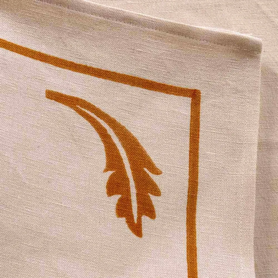 Servett i blandat linne med handtryckt unikt stycke tillverkat i Italien - varumärken Viadurini