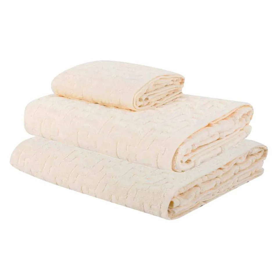 Trio av badhanddukar i badhandduk i frotté, ansikte och gäst - Ginestra Viadurini