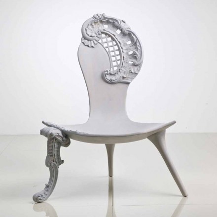 Throne handsnidade ek grå design, Leon Viadurini