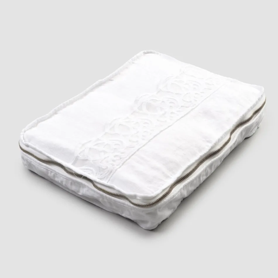 Stort resväska i linne med italiensk lyxig sinergiaspets - Randall Viadurini