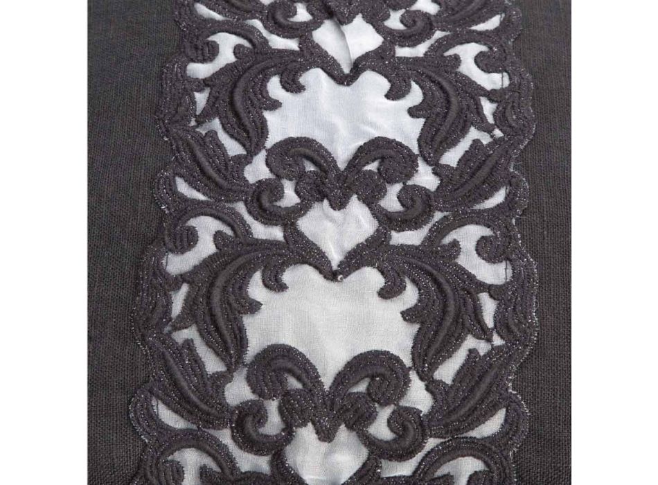Stor kosmetikaväska i linne och bomull med Farnese spets och dragkedja, 2 ytbehandlingar - Mike Viadurini