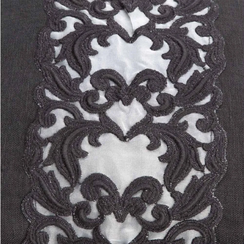 Stor kosmetikaväska i linne och bomull med Farnese spets och dragkedja, 2 ytbehandlingar - Mike Viadurini