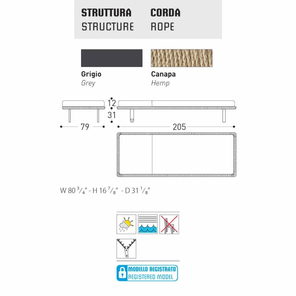 Varaschin Babylon trädgård eller inomhus säng, modern design Viadurini