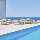 Varaschin Bali modern 3-sits utomhus soffa i solid teak trä Viadurini