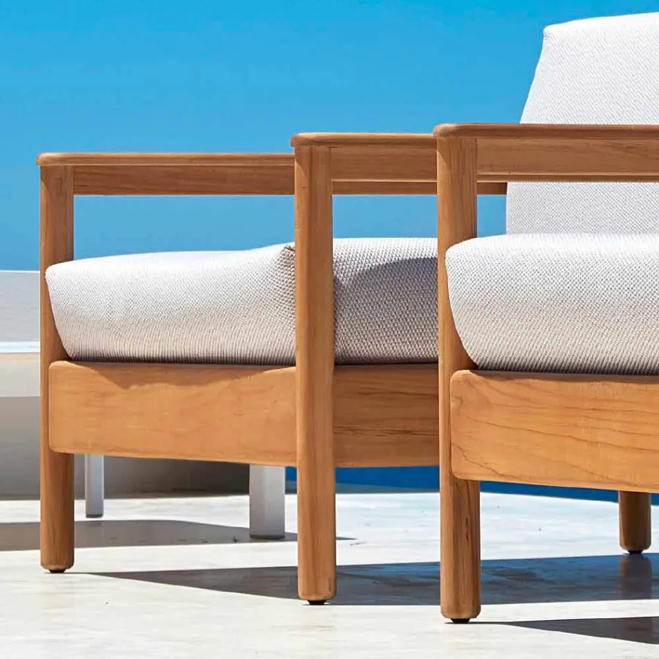 Varaschin Bali modern utomhus fåtölj i stoppad tyg Viadurini