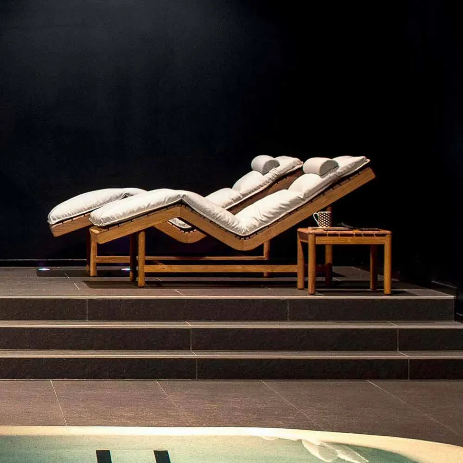 Varaschin Streckkod samtida trädgårdsbädd / inomhus teak Viadurini