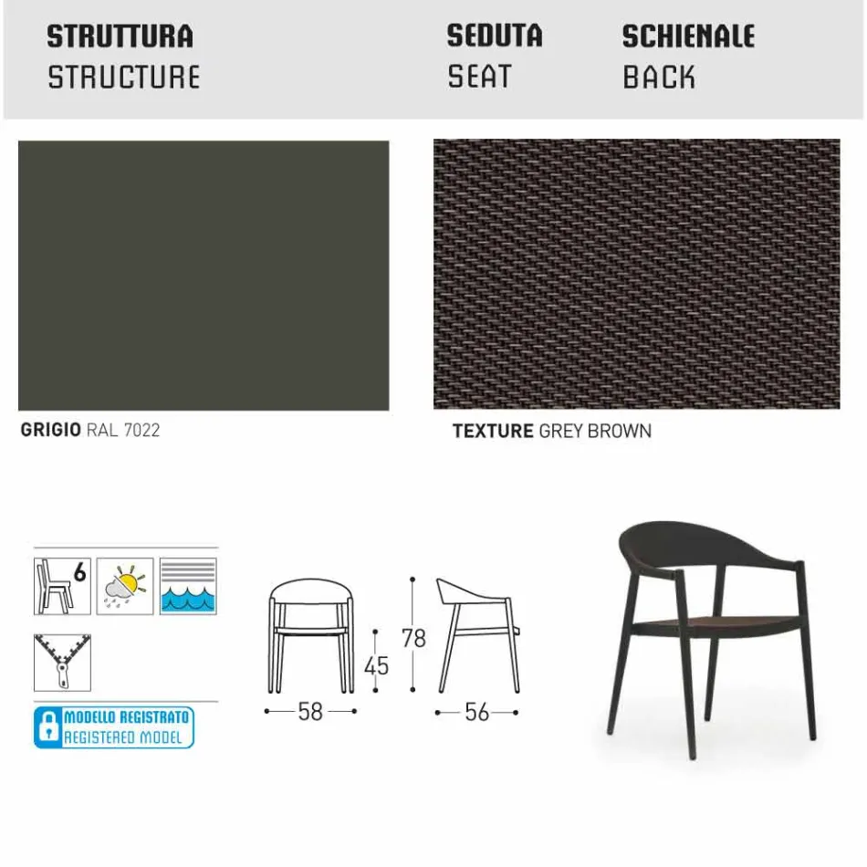 Varaschin Clever stol av modern design trädgård, 6 st Viadurini