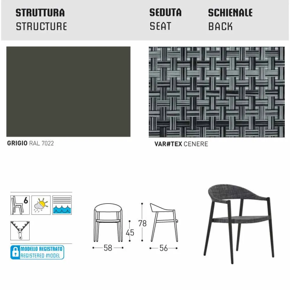 Varaschin Clever stol av modern design trädgård, 6 st Viadurini