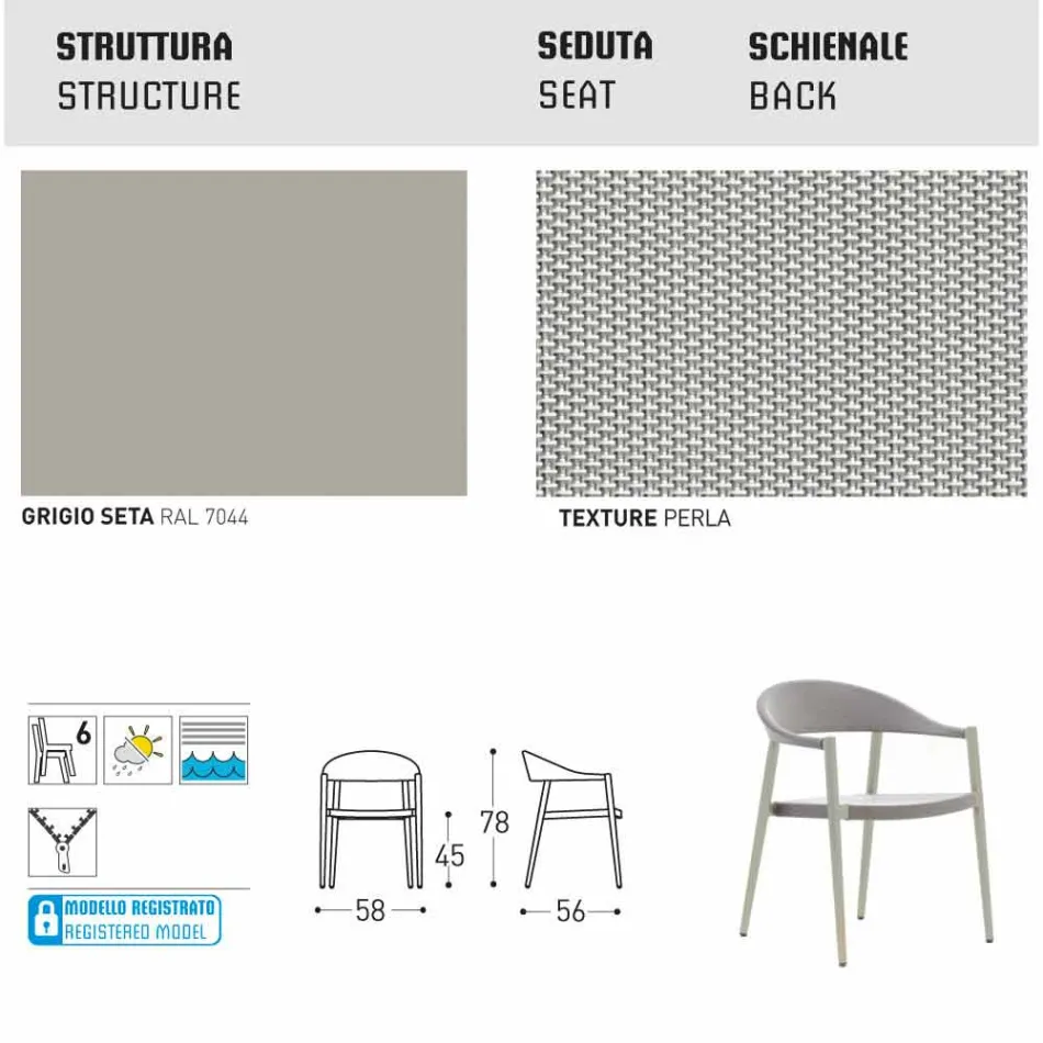 Varaschin Clever stol av modern design trädgård, 6 st Viadurini