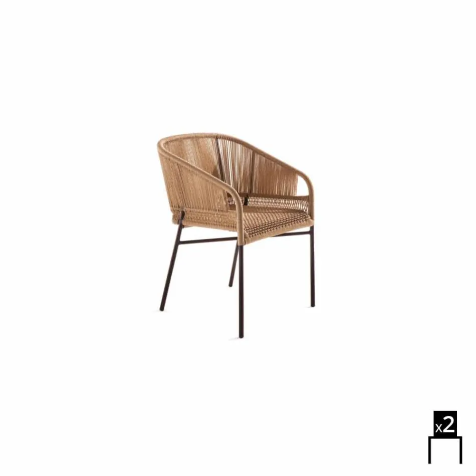 Varaschin Cricket stol med handvävda yttre, 2 stycken Viadurini