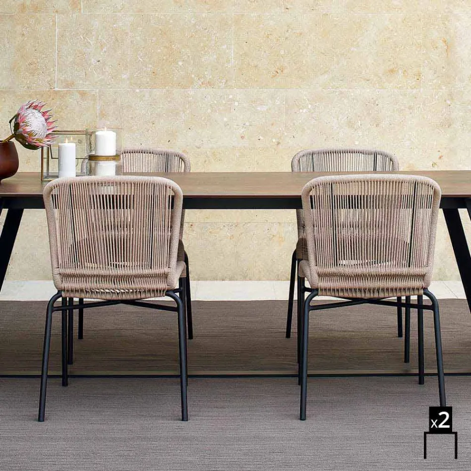 Varaschin Cricket utomhus stol modern vävda för hand, 2 st Viadurini