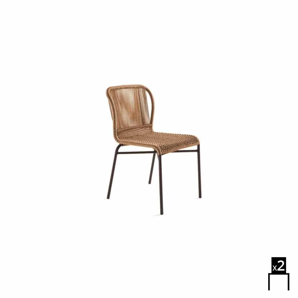 Varaschin Cricket utomhus stol modern vävda för hand, 2 st Viadurini
