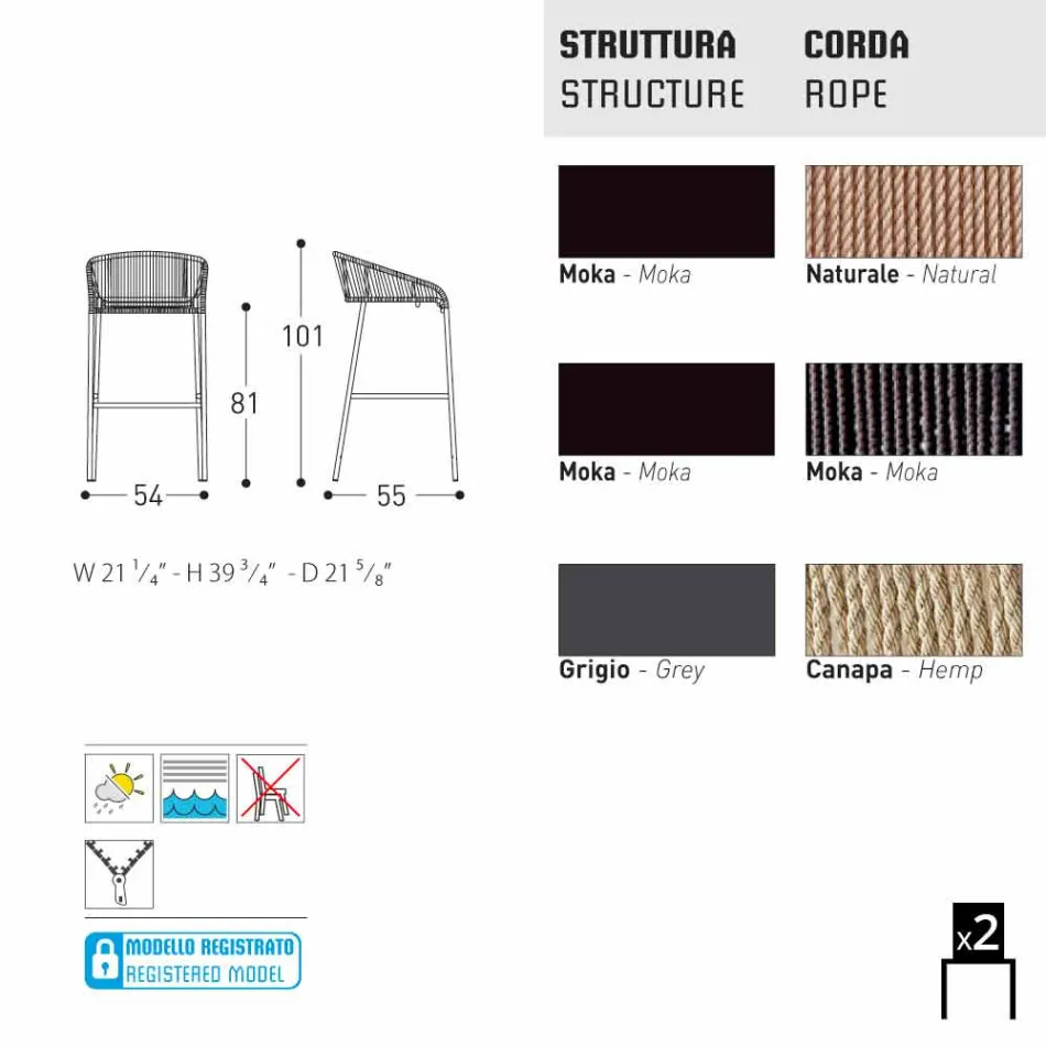 Varaschin Cricket pall toppmodern trädgård design, 2 st Viadurini