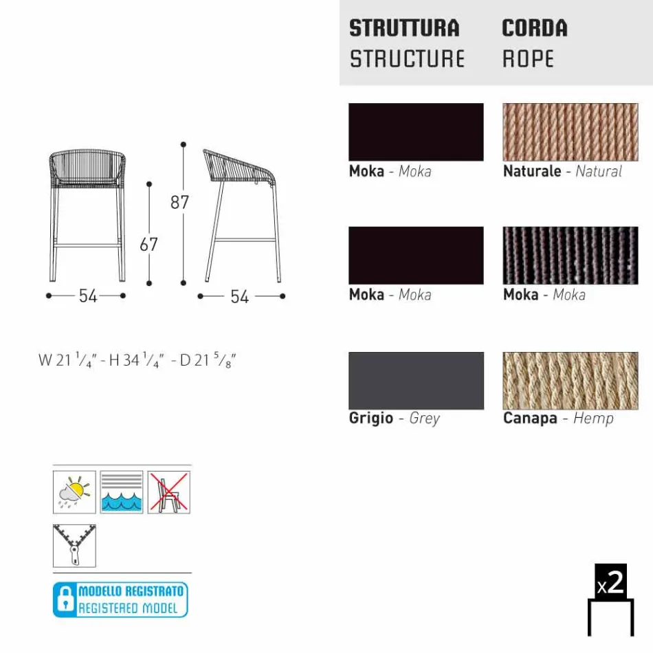 Varaschin Cricket pall modern trädgård aluminium, 2 st Viadurini