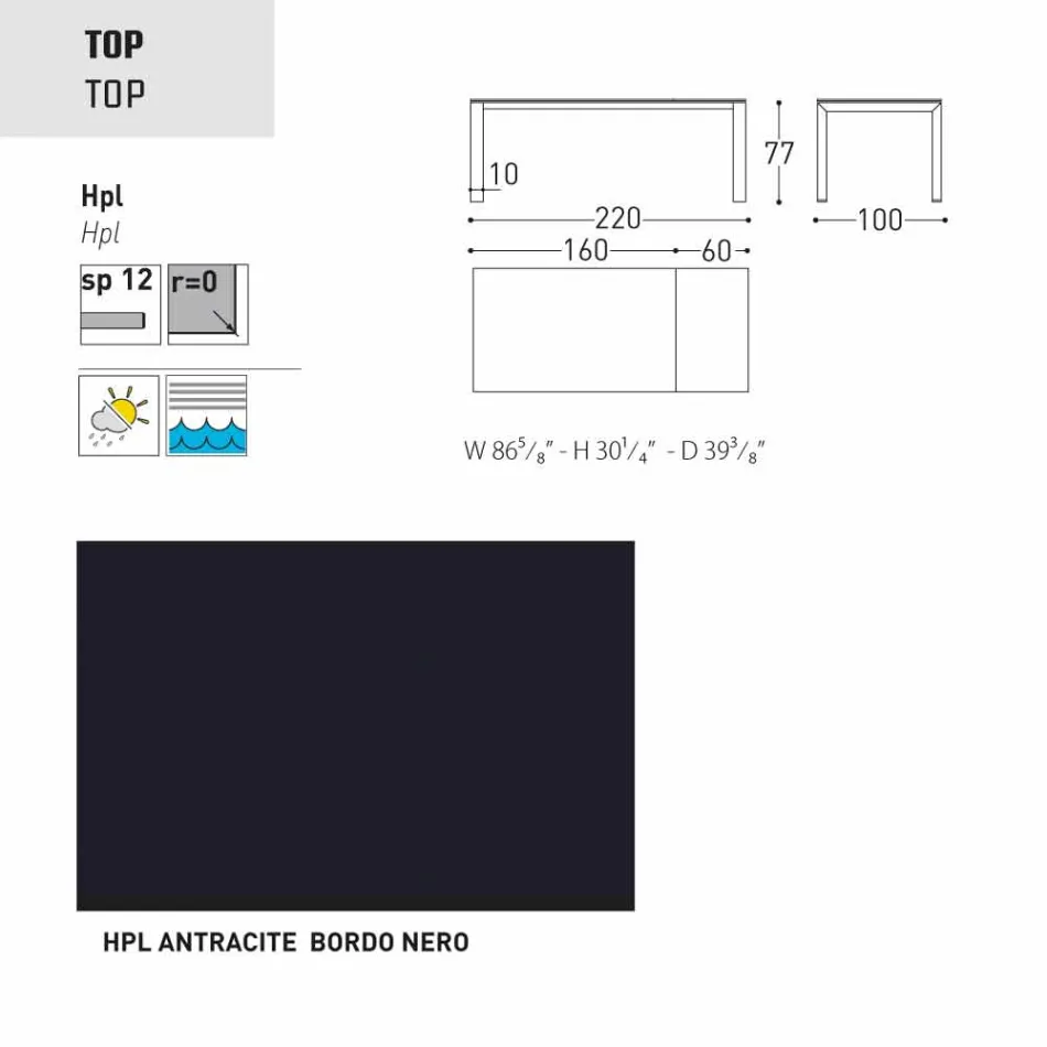 Varaschin Dolmen trädgårdsbordet utdrag upp till 380 cm Viadurini